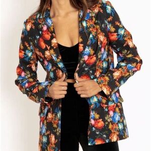 Blackmilk Women's Van Dael Flowers Blazer Black Size US 14 NWT